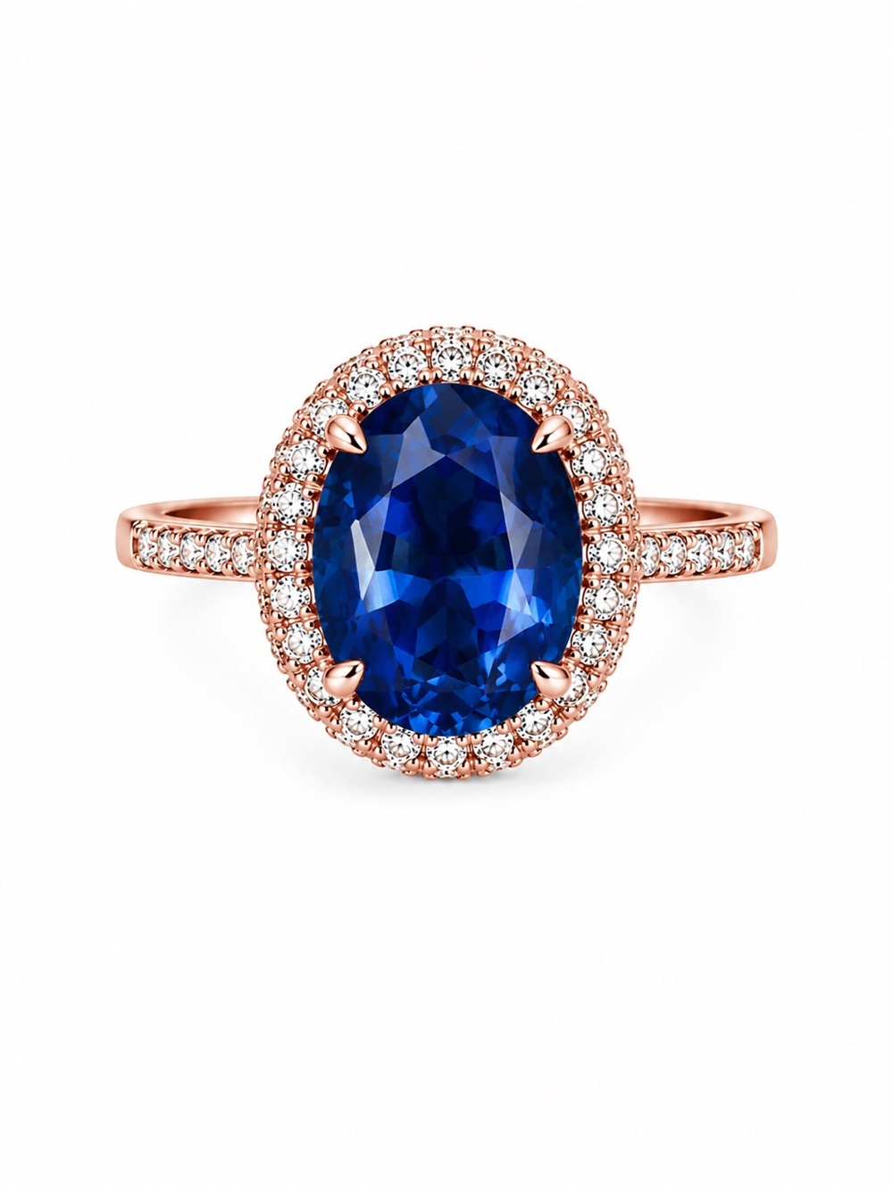 MACY’S • Tanzanite Rose Gold Ring Crystal Diamond Engagement Cocktail